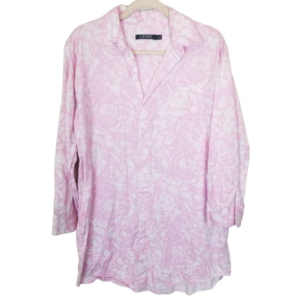 Lauren Ralph Lauren Womens M Pink Floral Print Lon